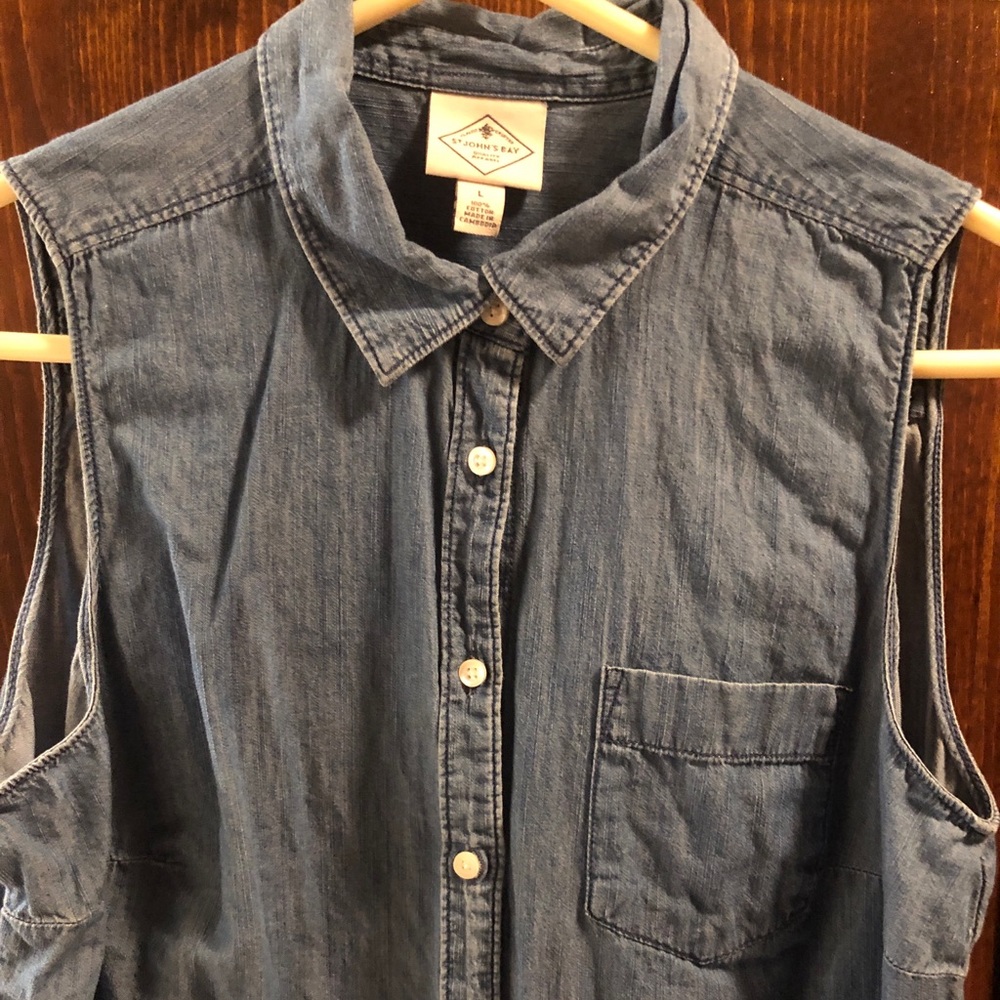 Button down Jean tank top